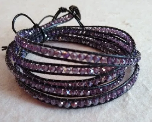 2mm crystal wrap bracelet purple