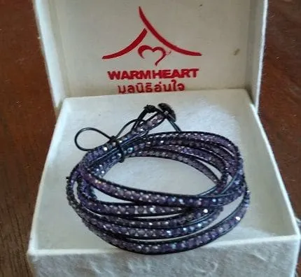 2mm crystal wrap bracelet purple