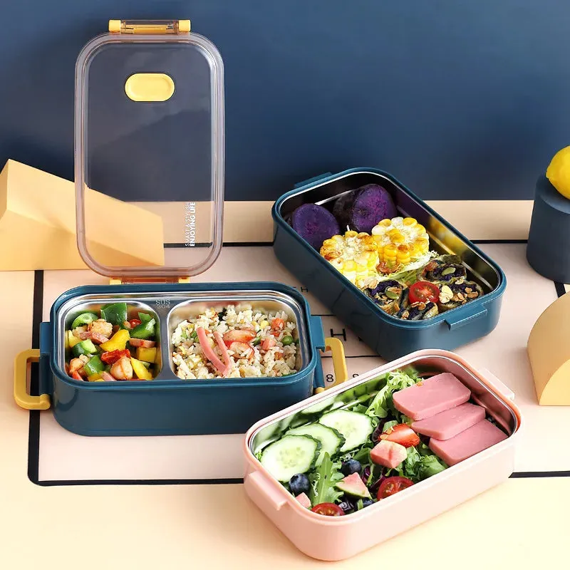 304 Stainless Steel Thermal Lunch Box Office Worker Bento Box Single/Double Layer Student Children F