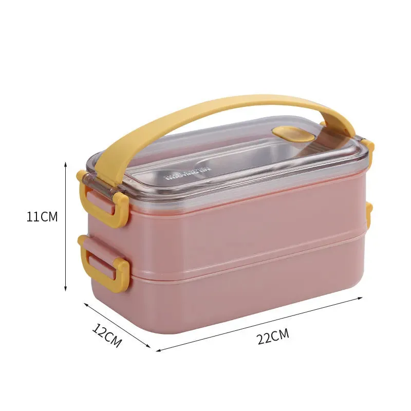 304 Stainless Steel Thermal Lunch Box Office Worker Bento Box Single/Double Layer Student Children F