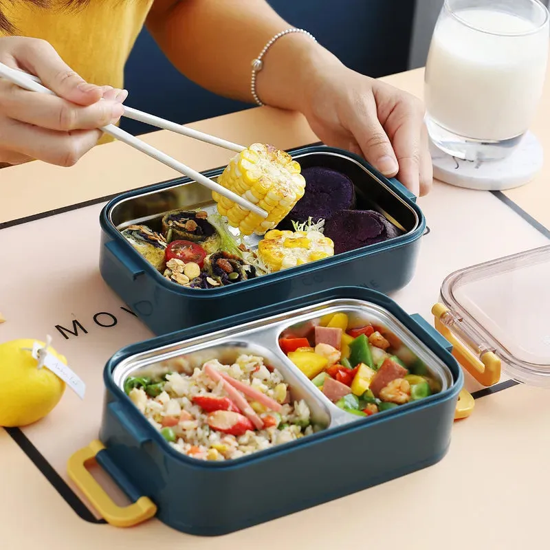 304 Stainless Steel Thermal Lunch Box Office Worker Bento Box Single/Double Layer Student Children F