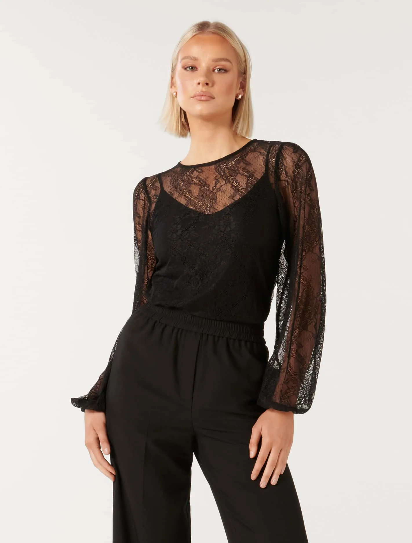 Alexis Round Neck Lace Top