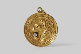 Art Nouveau Diamond Set Lion Locket