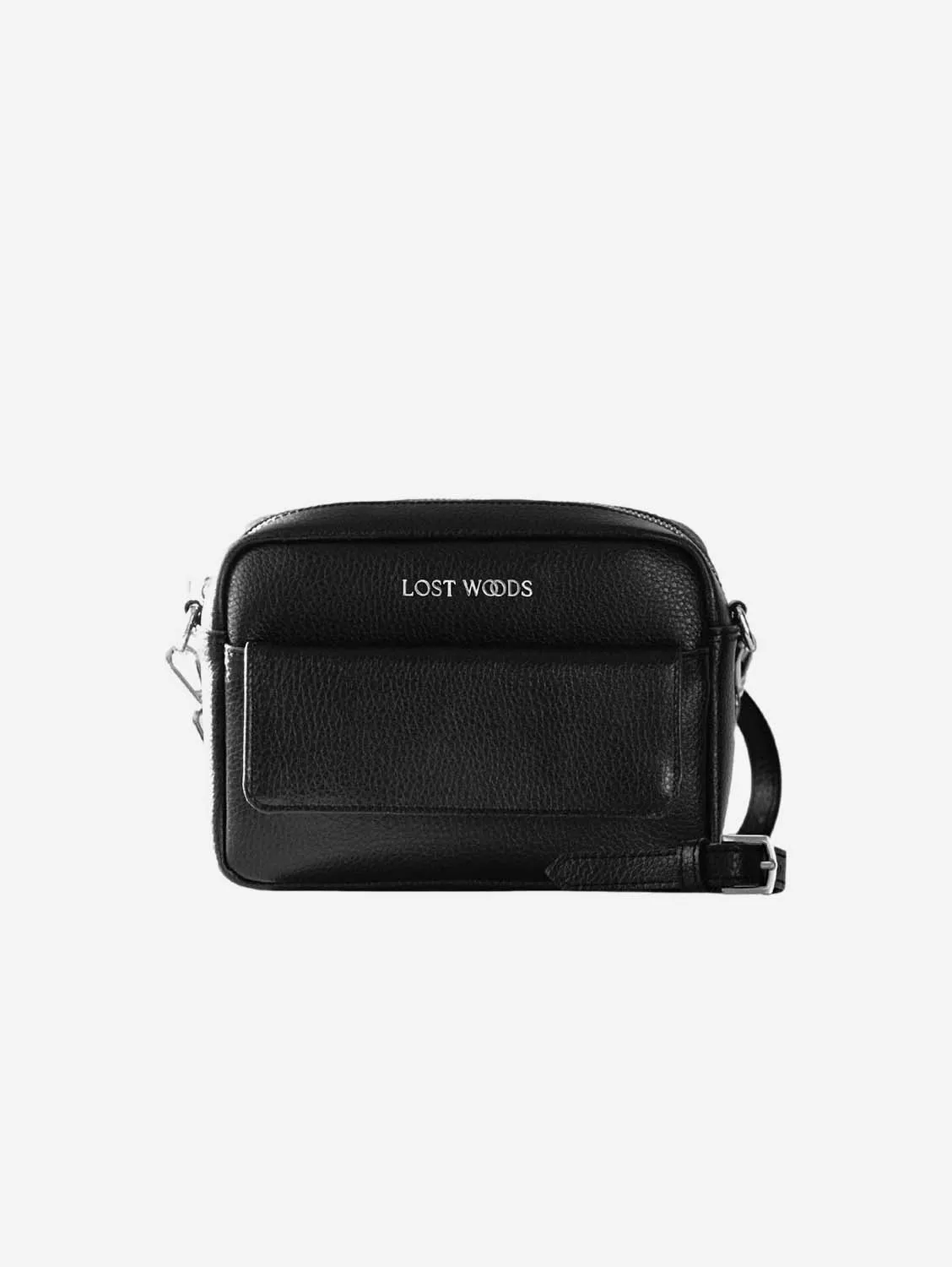 Aster MIRUM Leather Vegan Crossbody Bag | Black & Silver