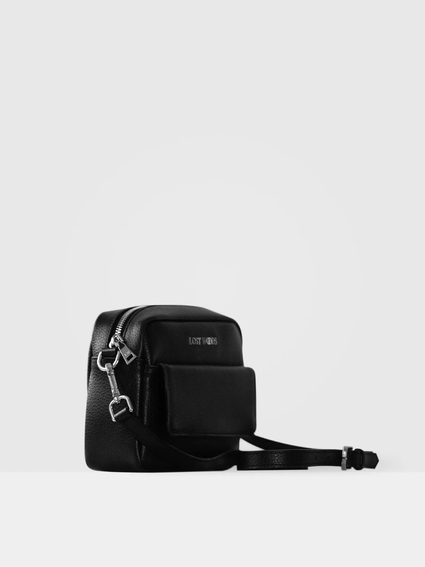 Aster MIRUM Leather Vegan Crossbody Bag | Black & Silver