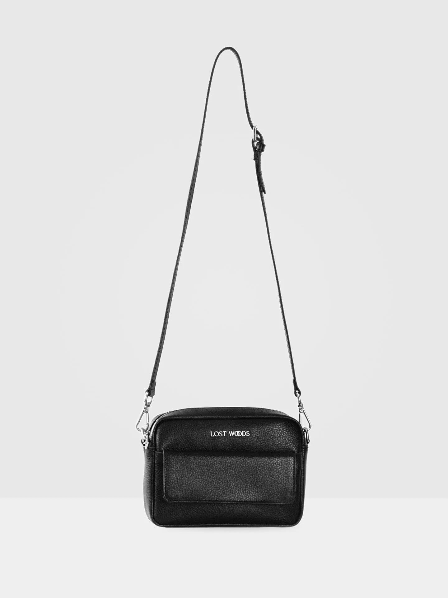 Aster MIRUM Leather Vegan Crossbody Bag | Black & Silver