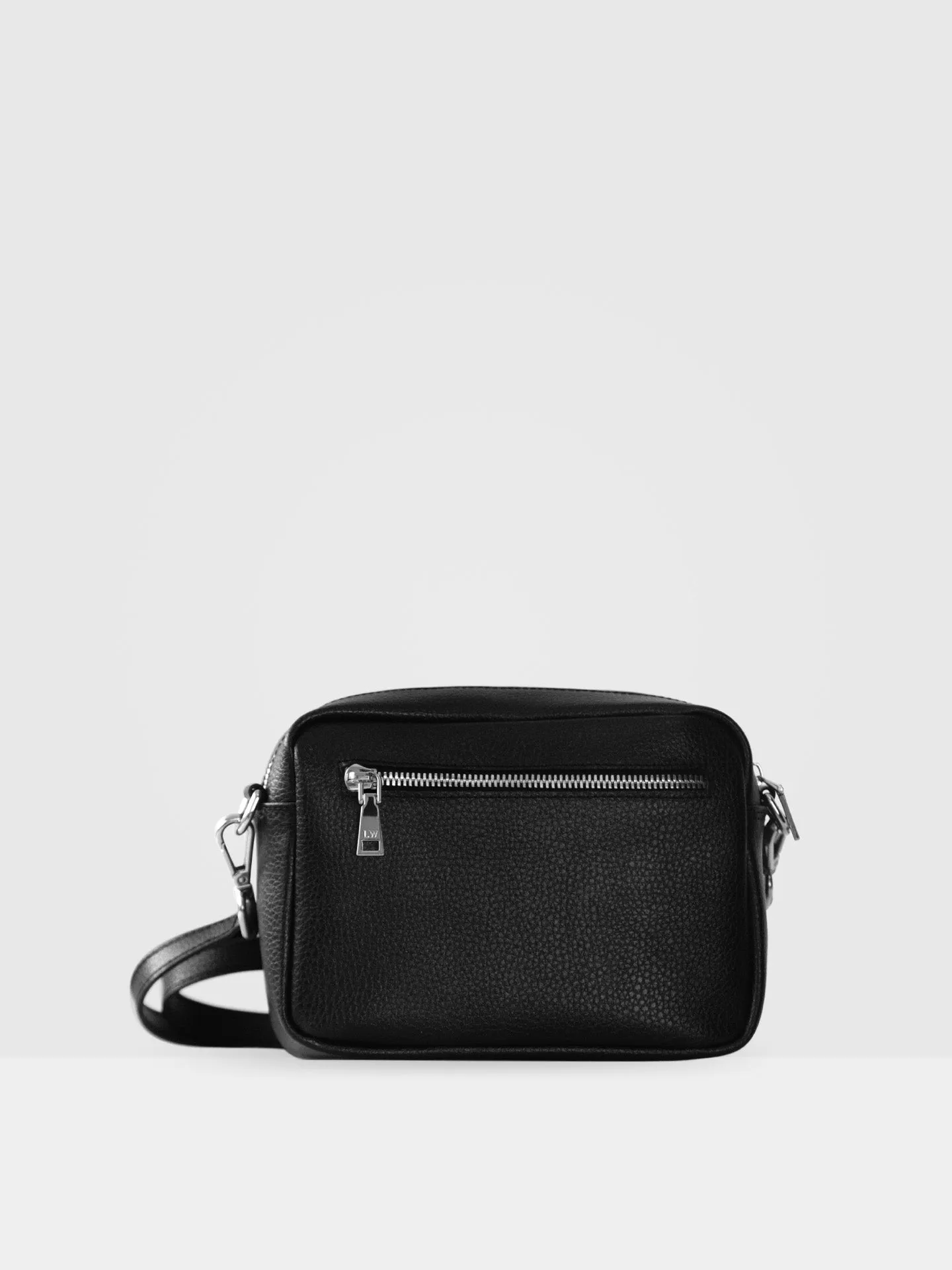 Aster MIRUM Leather Vegan Crossbody Bag | Black & Silver