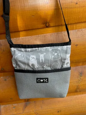 Bernie Gray Dog Print Crossbody Bag