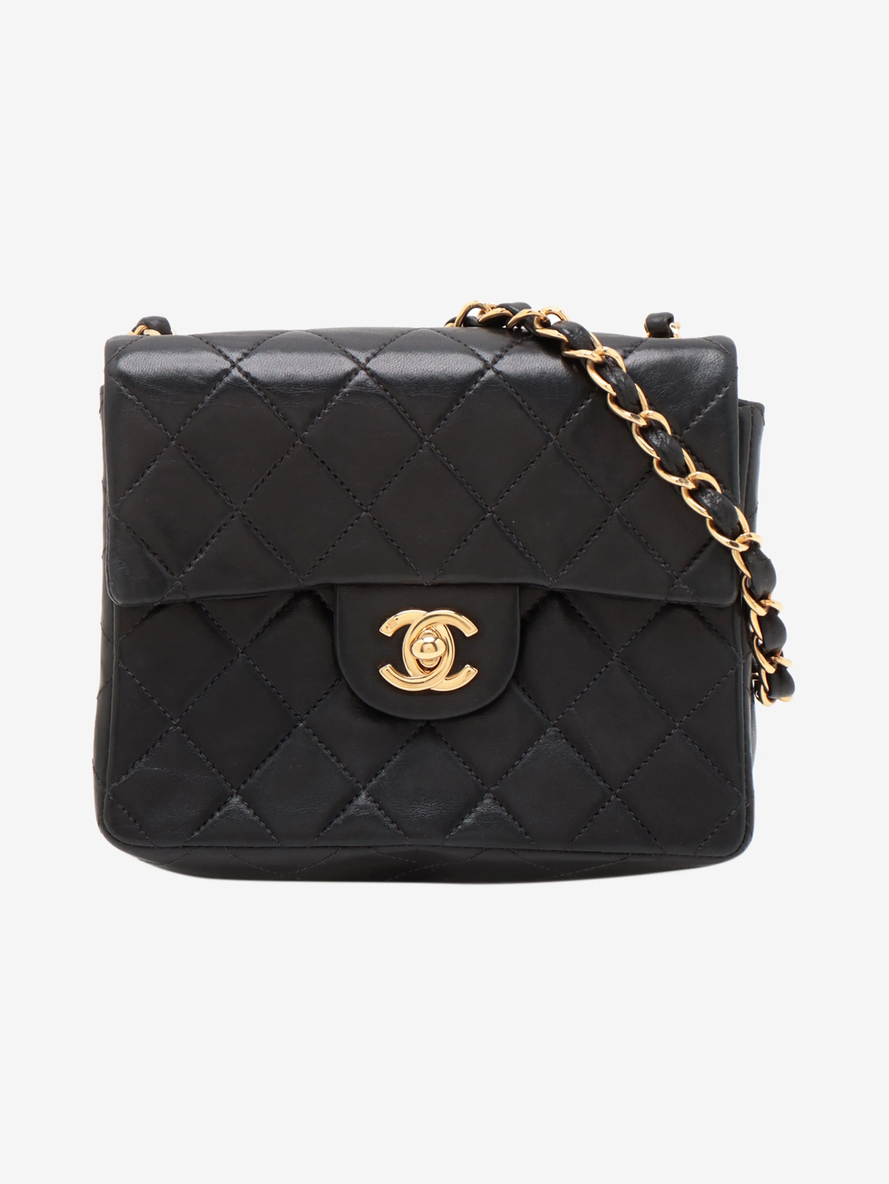 Black 2003 mini square Classic single flap bag