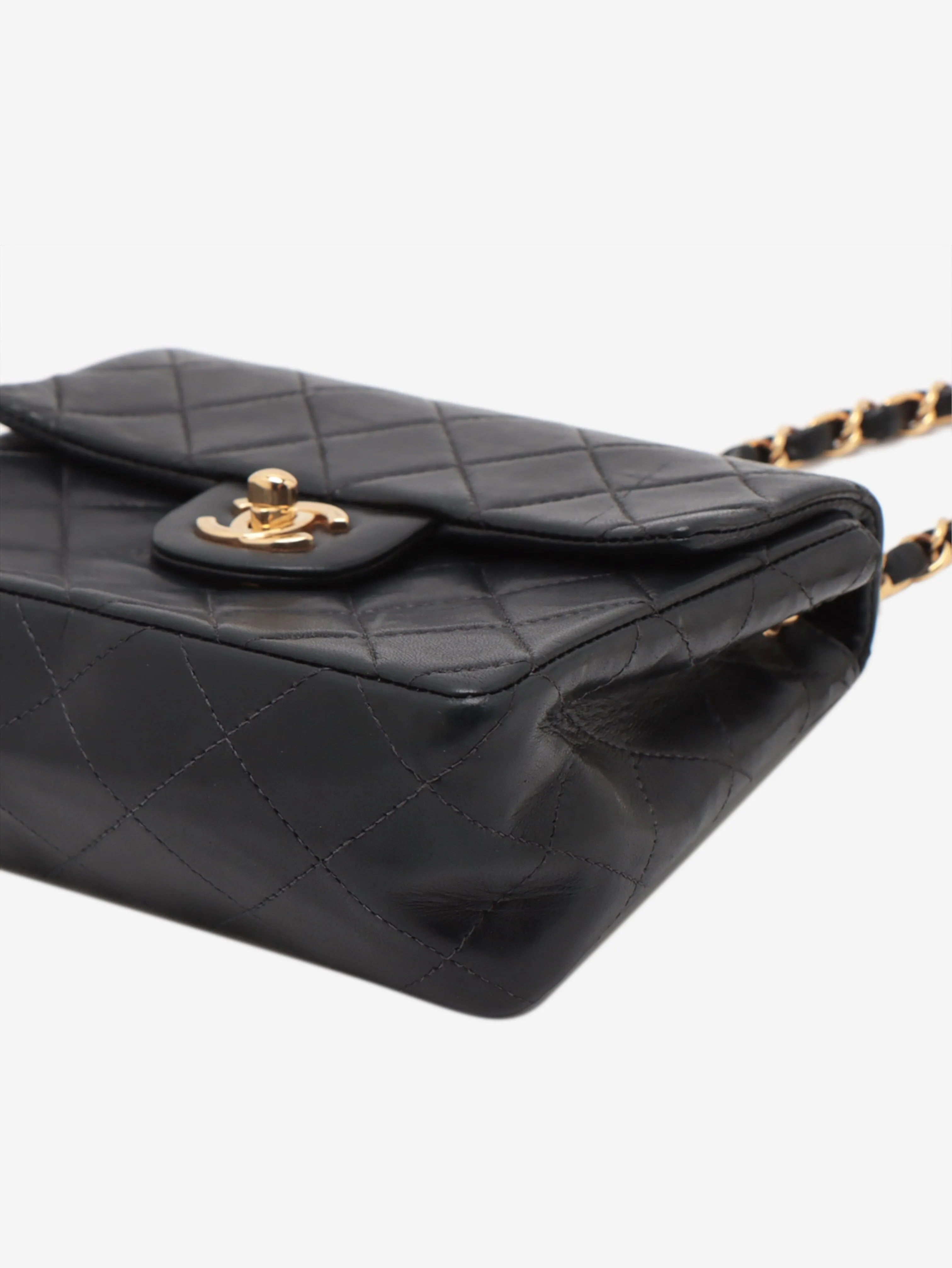 Black 2003 mini square Classic single flap bag