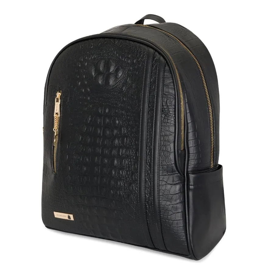 Black Apollo 2 Faux Crocodile Skin Backpack & Rolling Duffle Bag