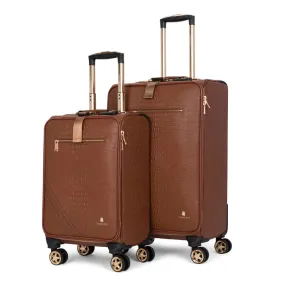 Caramel Apollo 2 Faux Crocodile Skin 2 Piece Suitcases