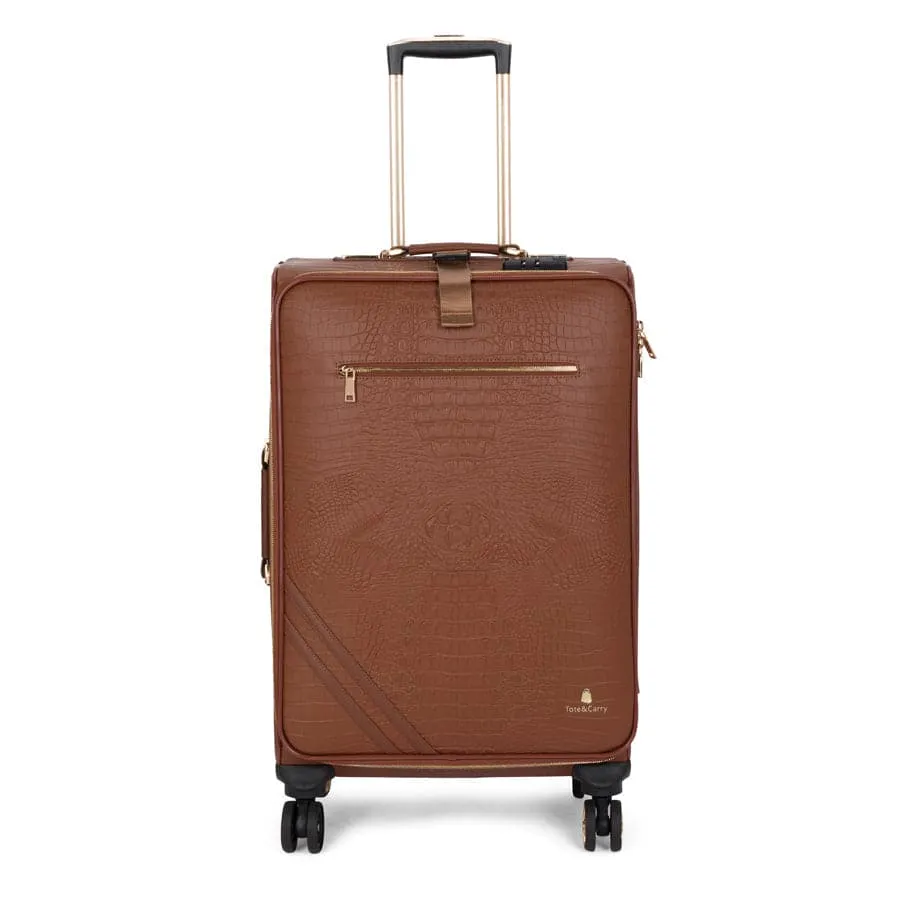 Caramel Apollo 2 Faux Crocodile Skin 2 Piece Suitcases