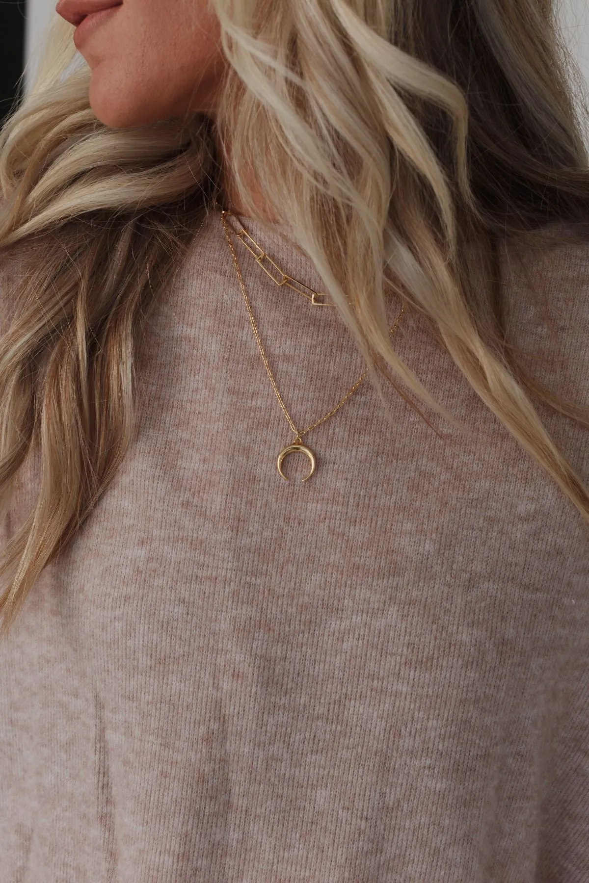 Crescent Layered Chain Necklace - Gold