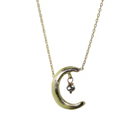 Crescent Moon & Diamond Necklace