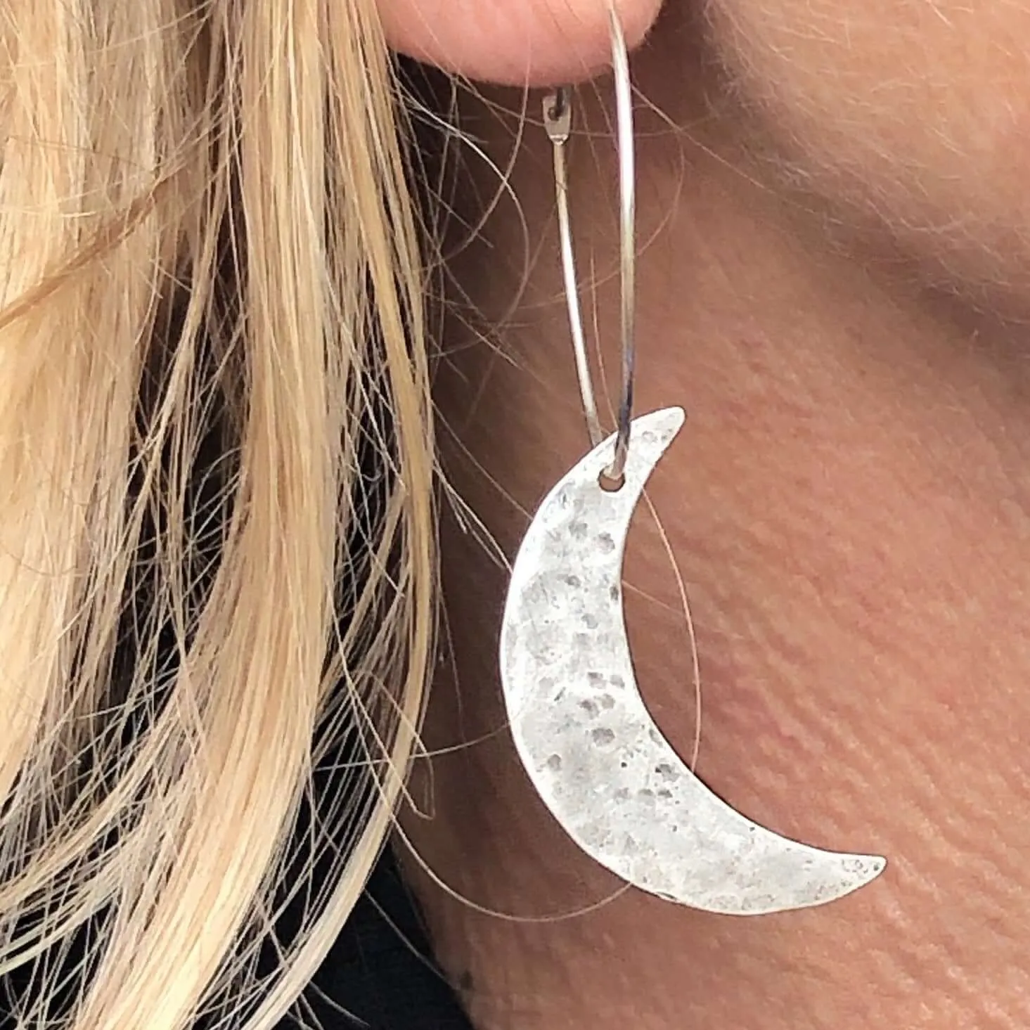 Crescent Moon Hoop Earrings