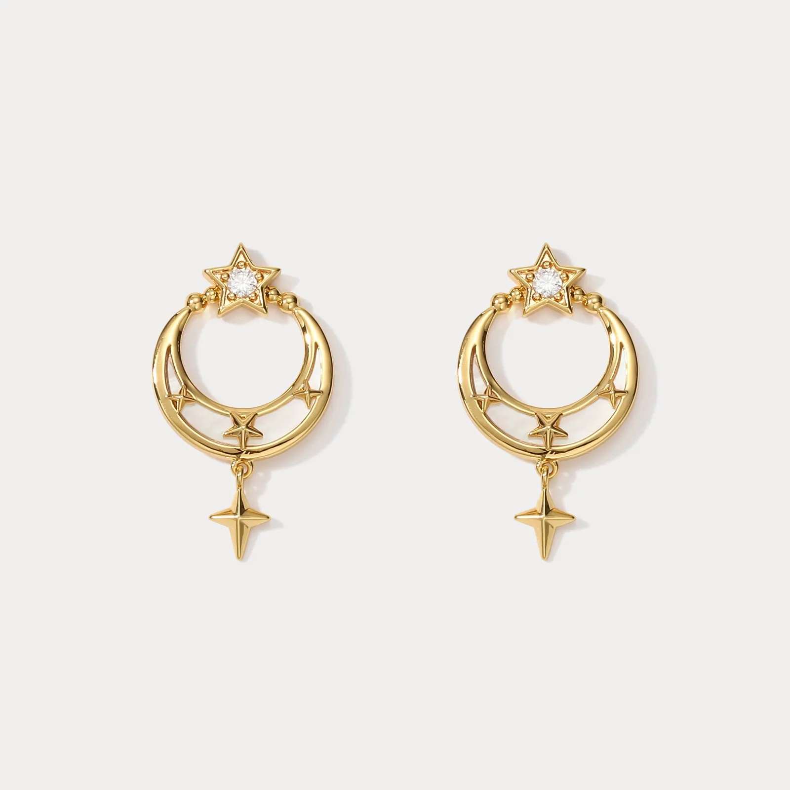 Crescent North Star Earrings