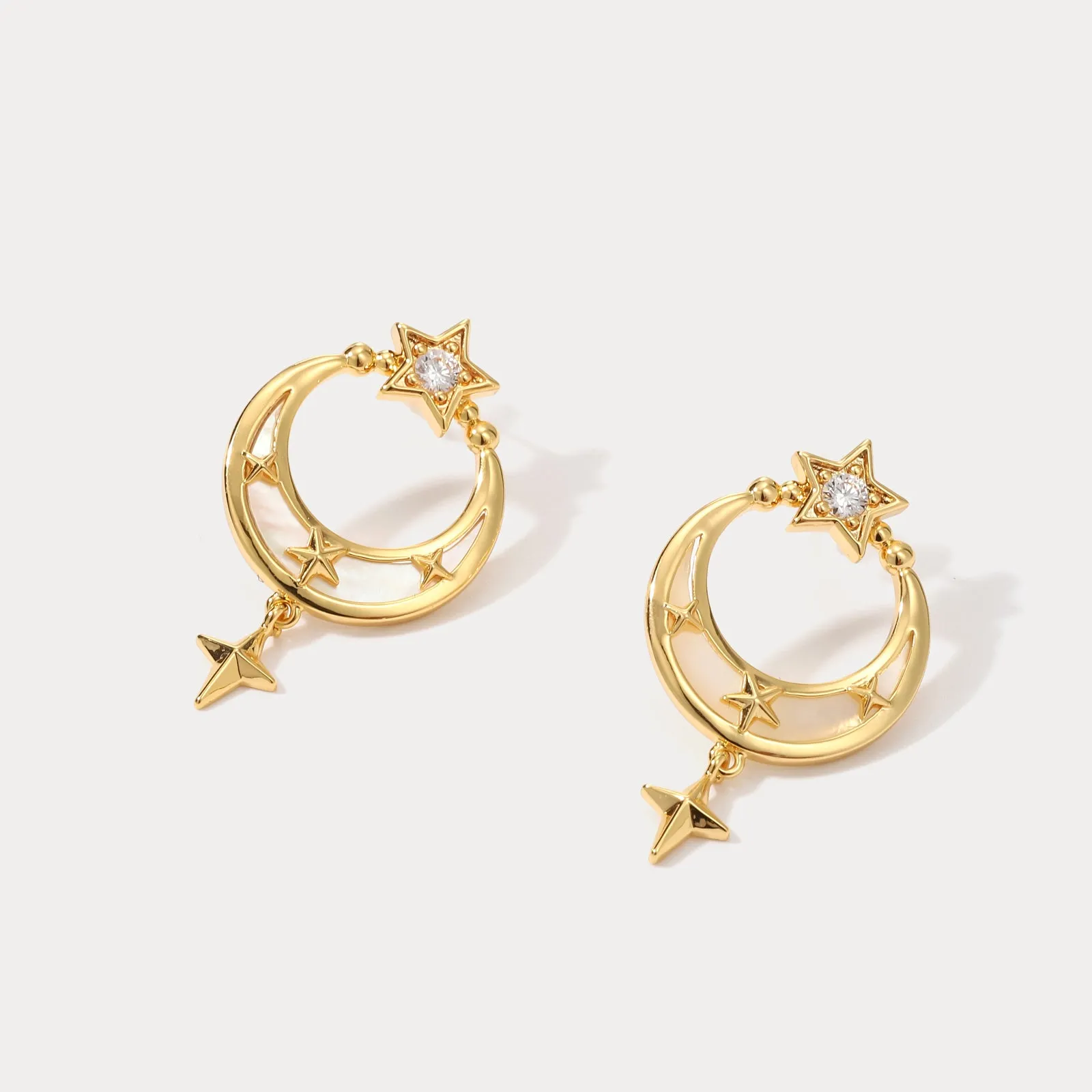 Crescent North Star Earrings