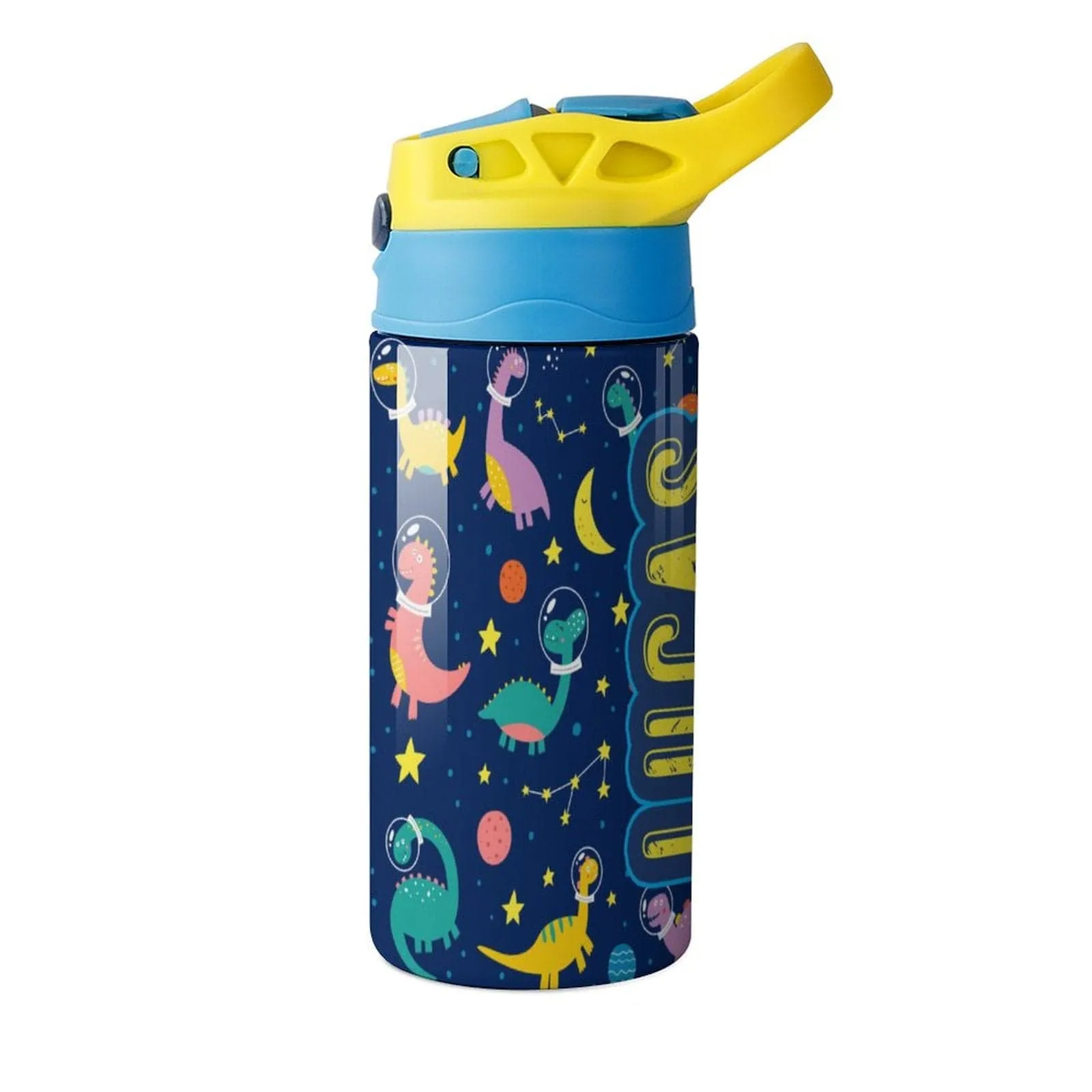 Custom Name Dinosaur Kids Water Bottle 12OZ Stainless Steel Personalized Drink Cup