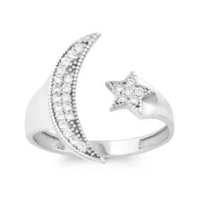 CZ MOON AND STAR RING