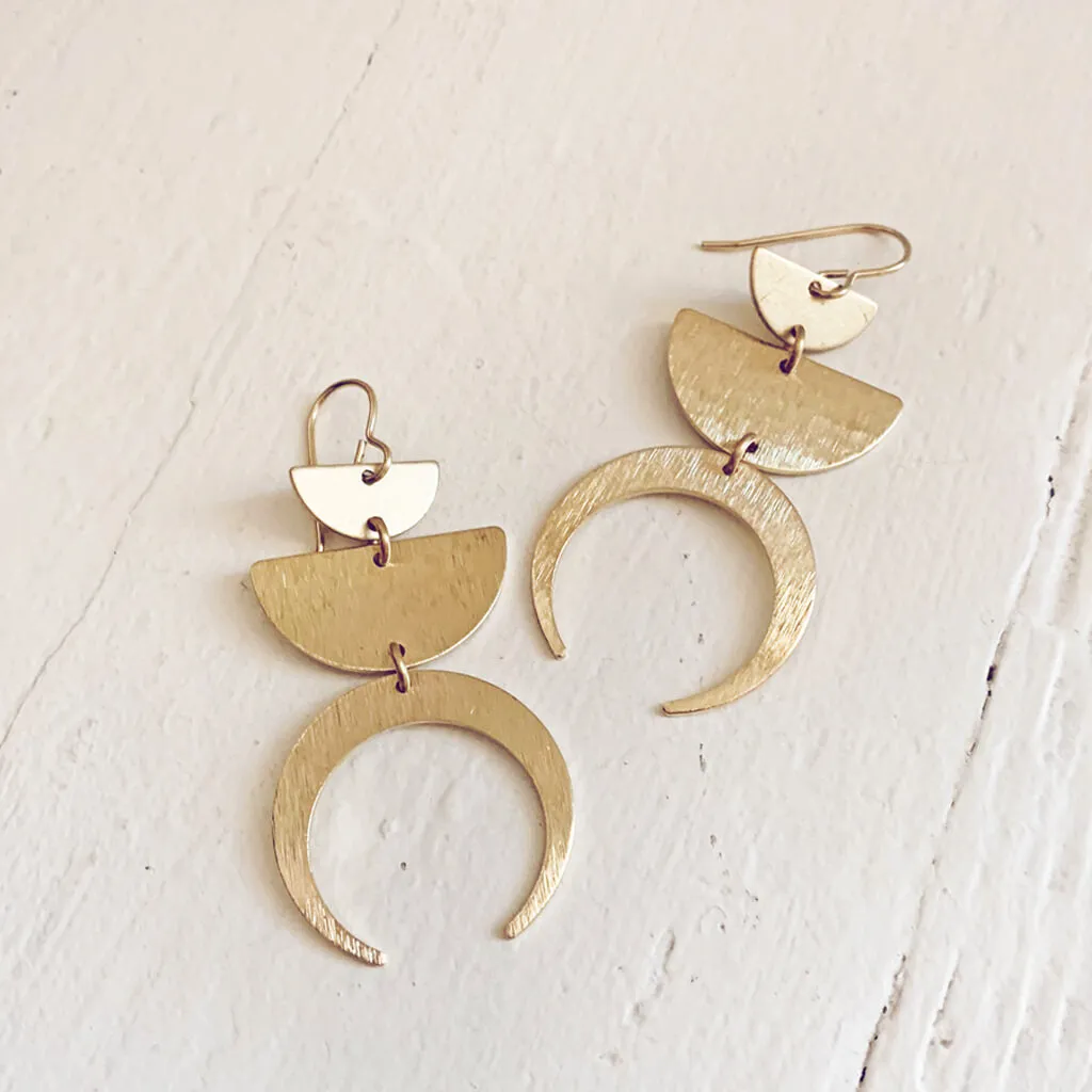 earthshine // boho brass dangle earrings