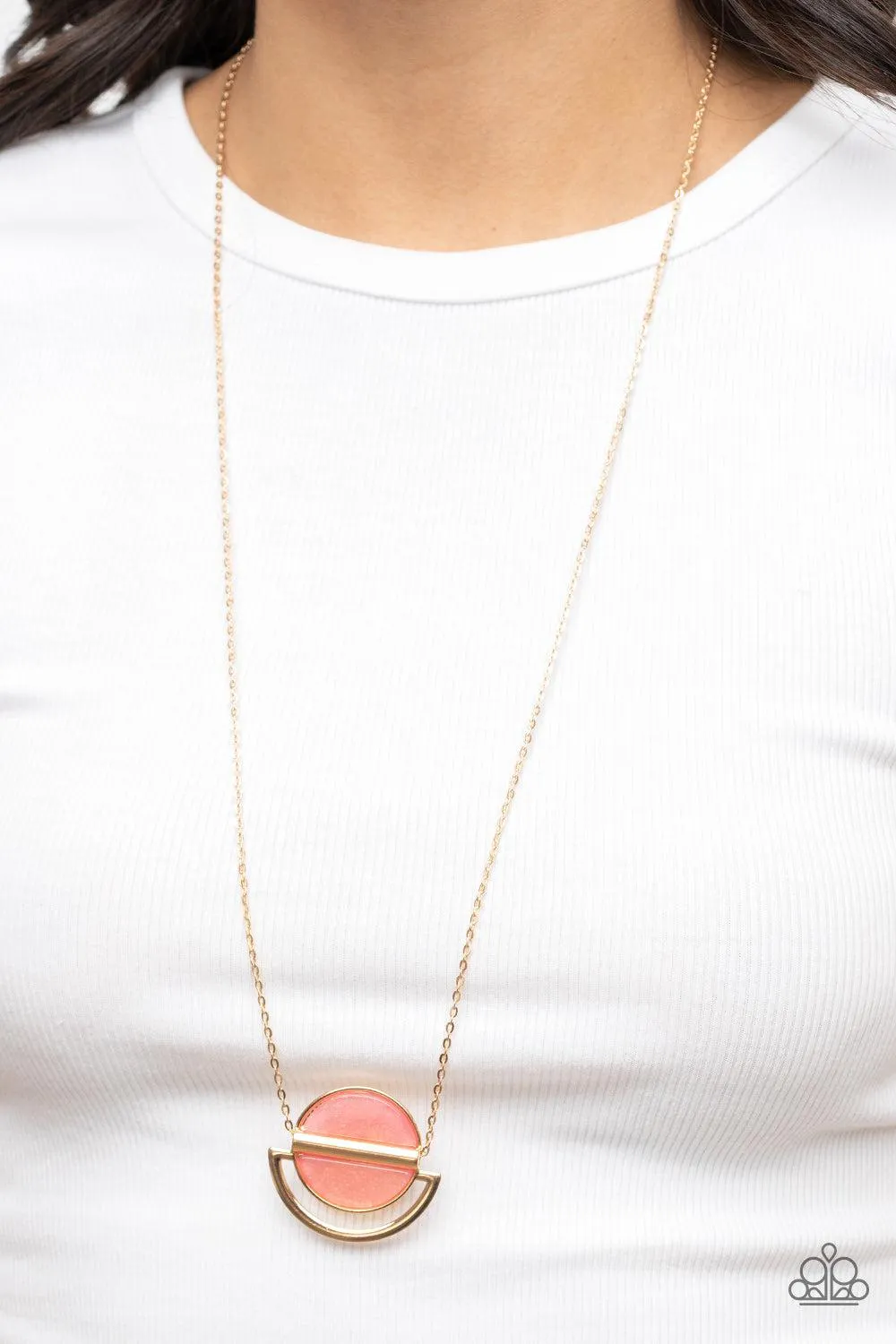 Ethereal Eclipse Pink Stone & Gold Necklace - Paparazzi Accessories