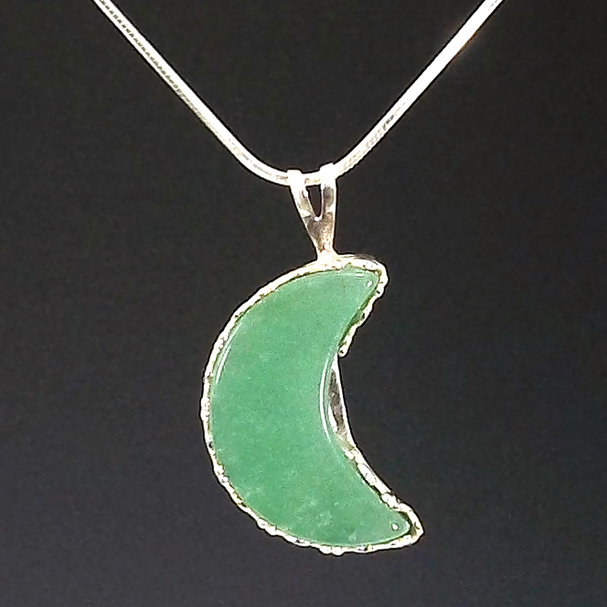 Green Aventurine Crescent Moon Necklace