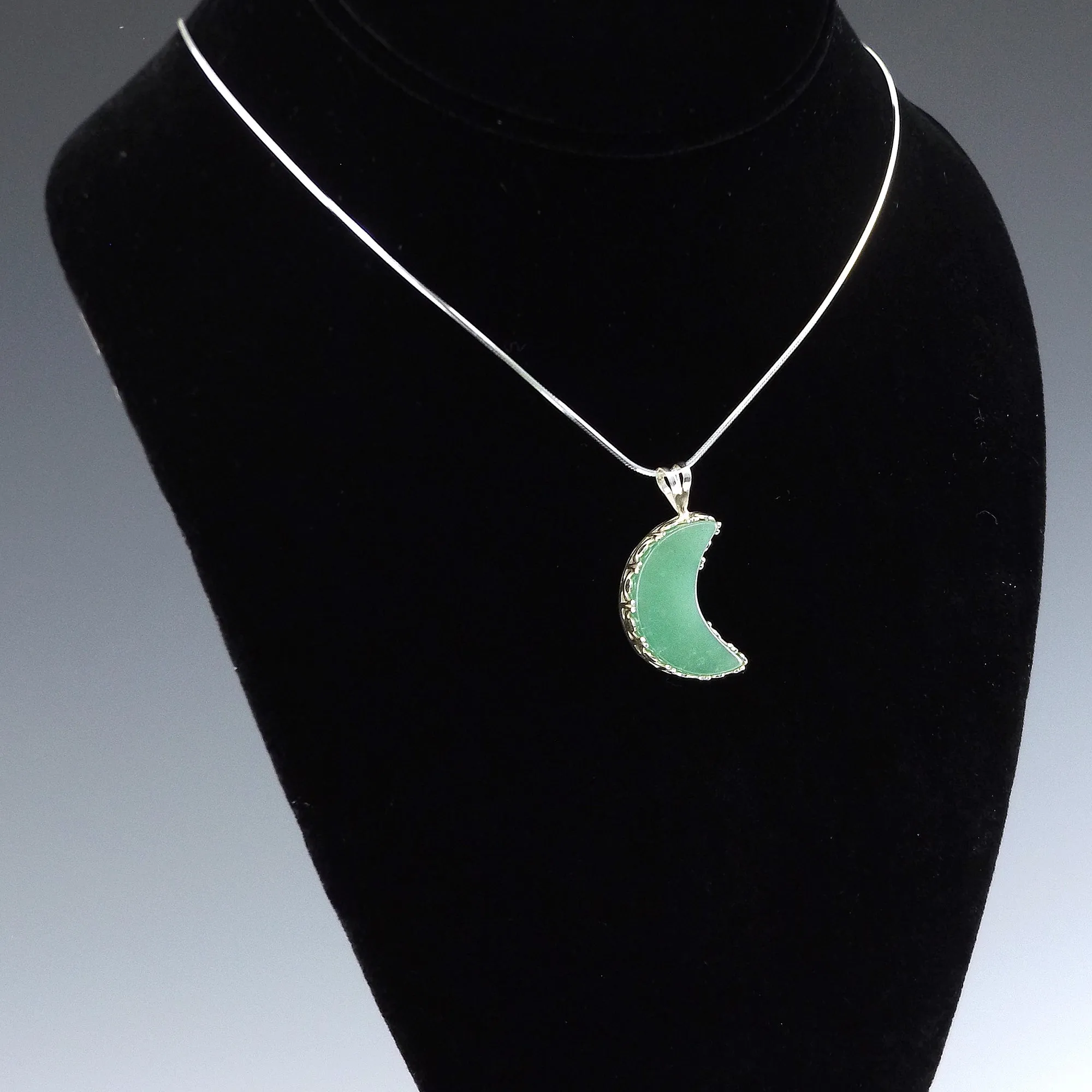 Green Aventurine Crescent Moon Necklace