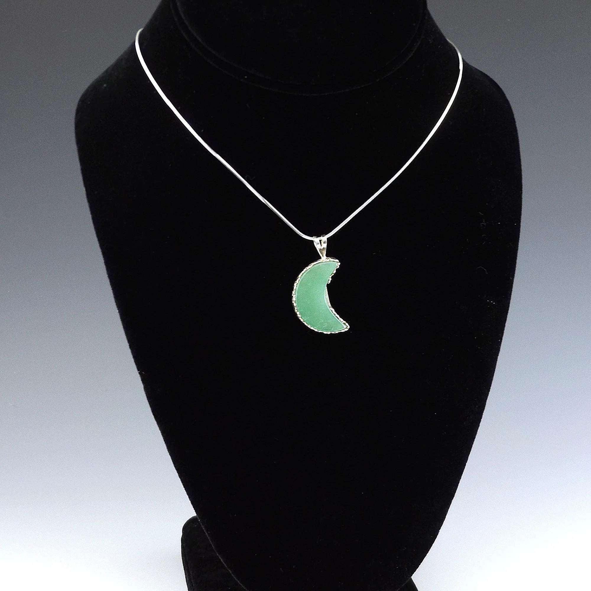 Green Aventurine Crescent Moon Necklace