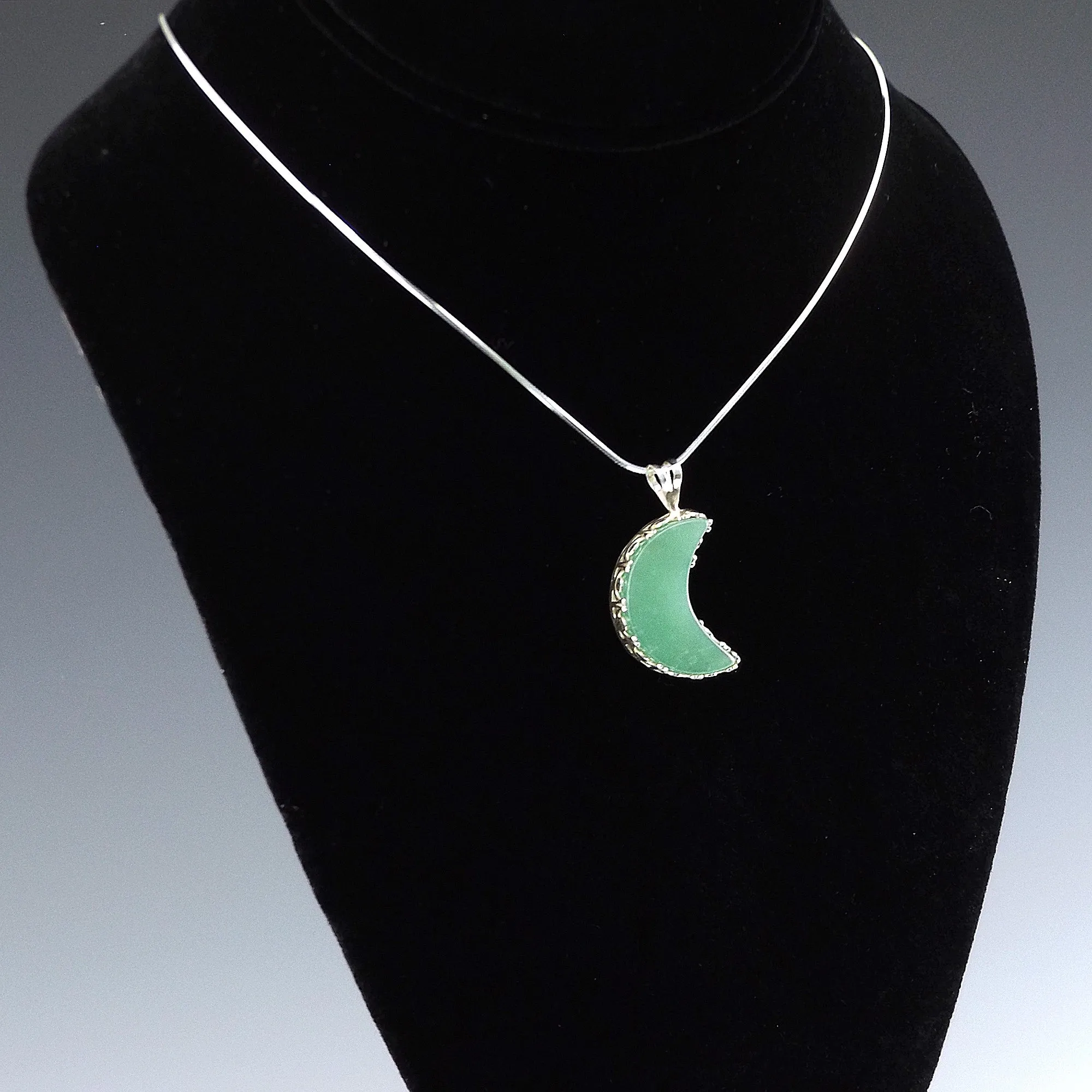 Green Aventurine Crescent Moon Necklace