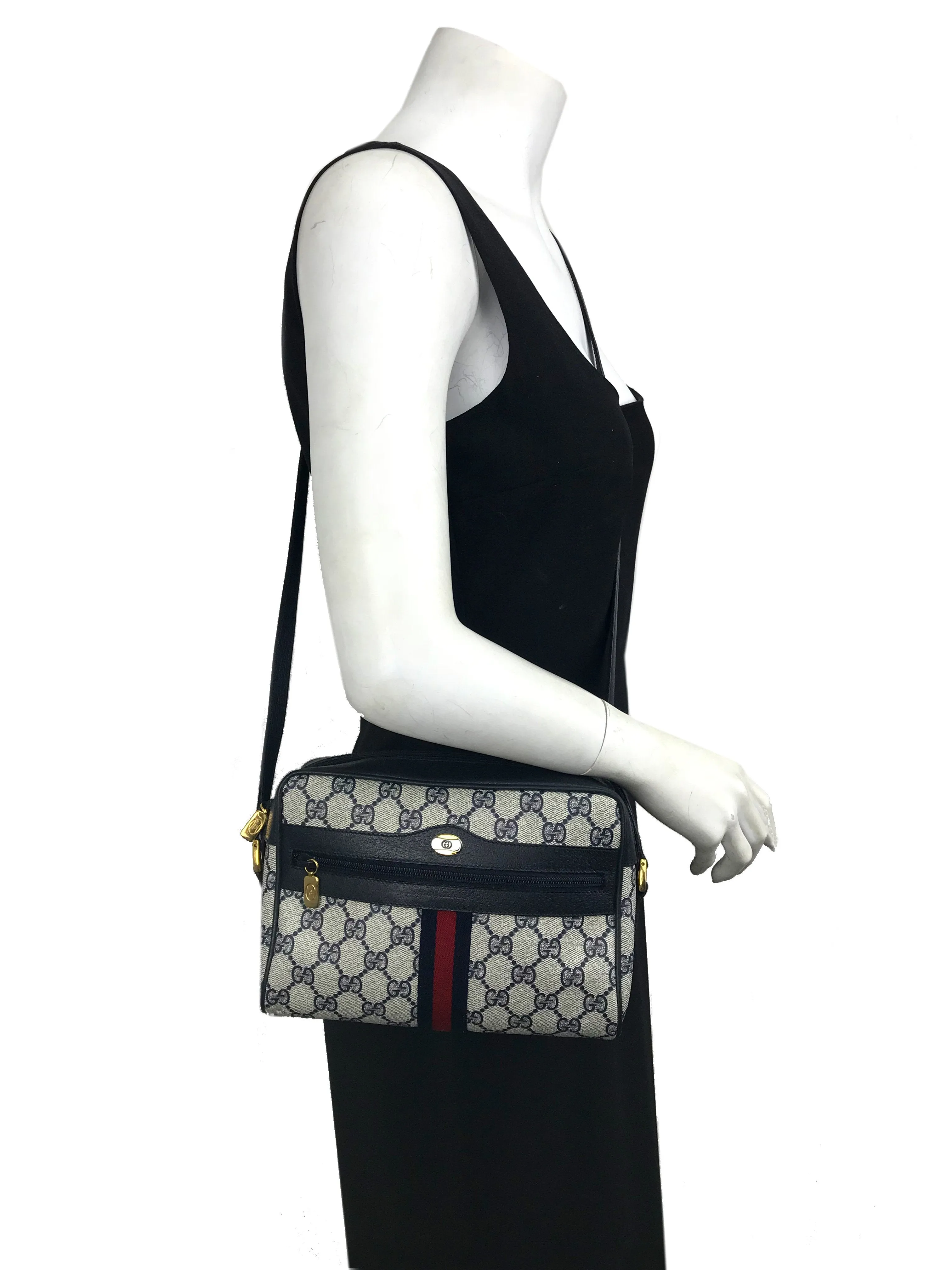 Gucci Monogram Web Camera Crossbody Bag