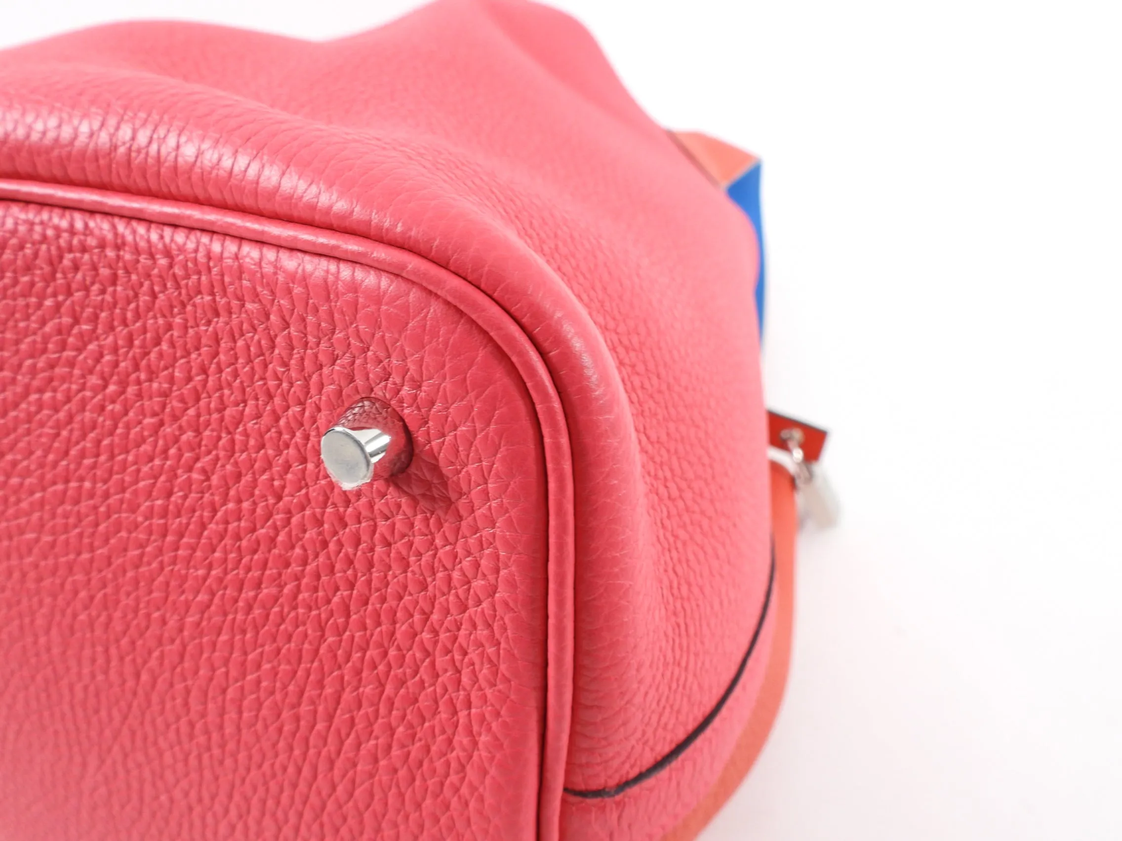 Hermes Picotin Lock 22  Bag Clemence - Rouge Coeur / Rose Extreme / Zanzibar