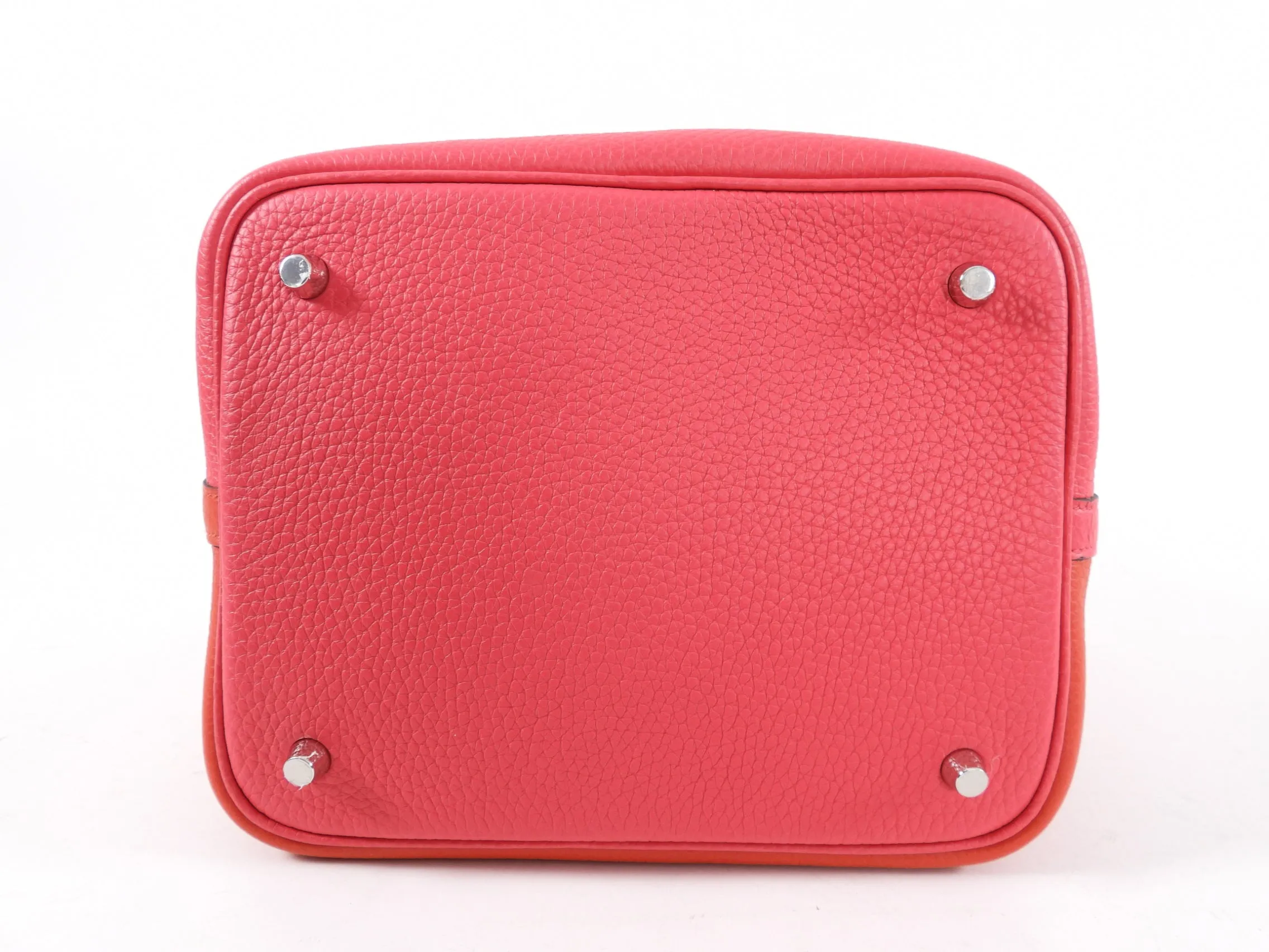 Hermes Picotin Lock 22  Bag Clemence - Rouge Coeur / Rose Extreme / Zanzibar