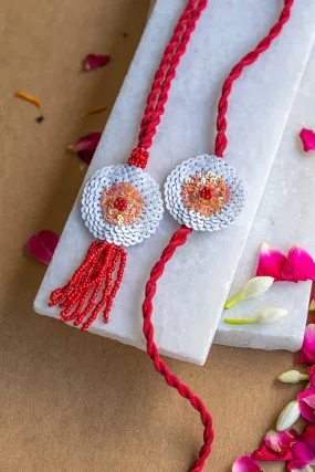 Hibiscus Embroidered Rakhi and Lumba Set