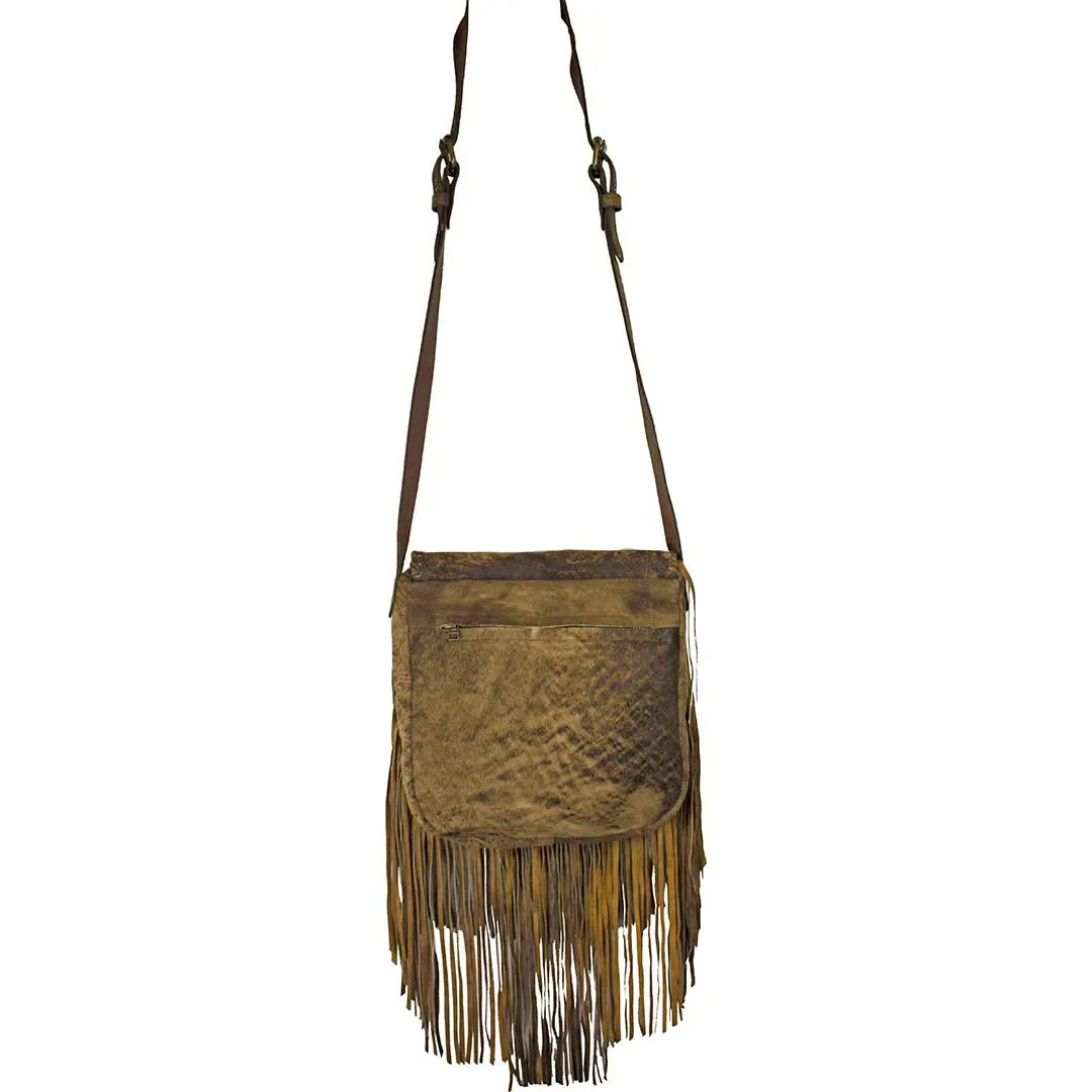 Juan Antonio Nubuck Suede Layered Fringe Shoulder Bag