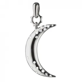 Monica Rich Kosann Dream Small Moon Charm Pendant Sterling Silver 1.25 with White Sapphires