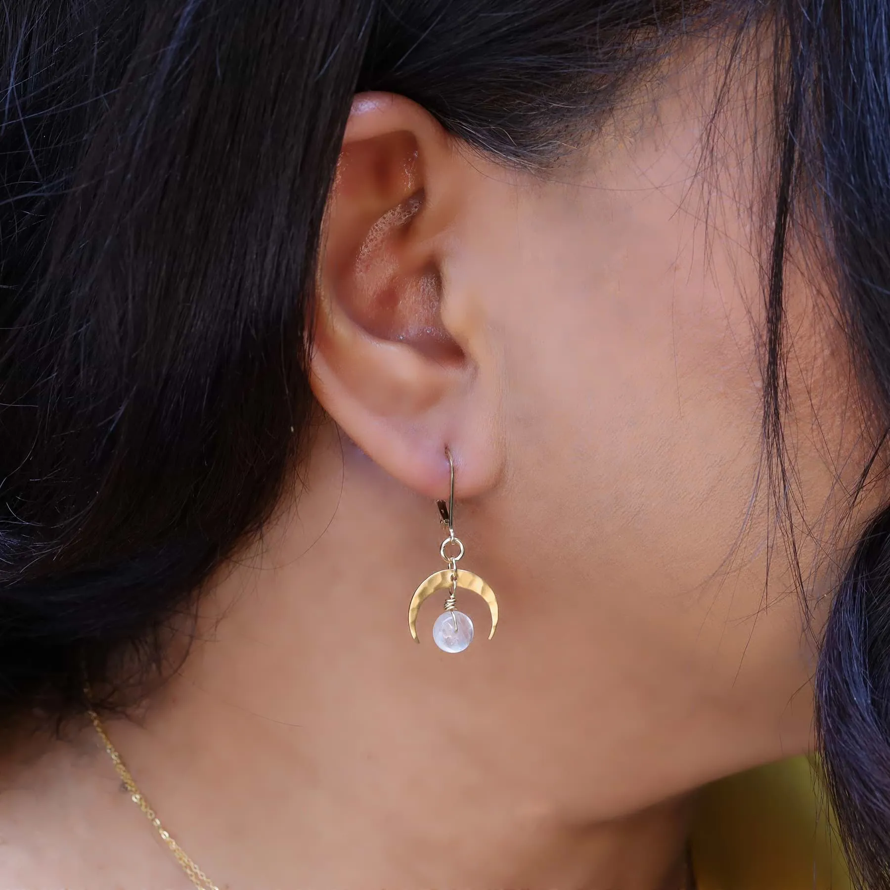 Moonrise - Moonstone Crescent Moon Earrings