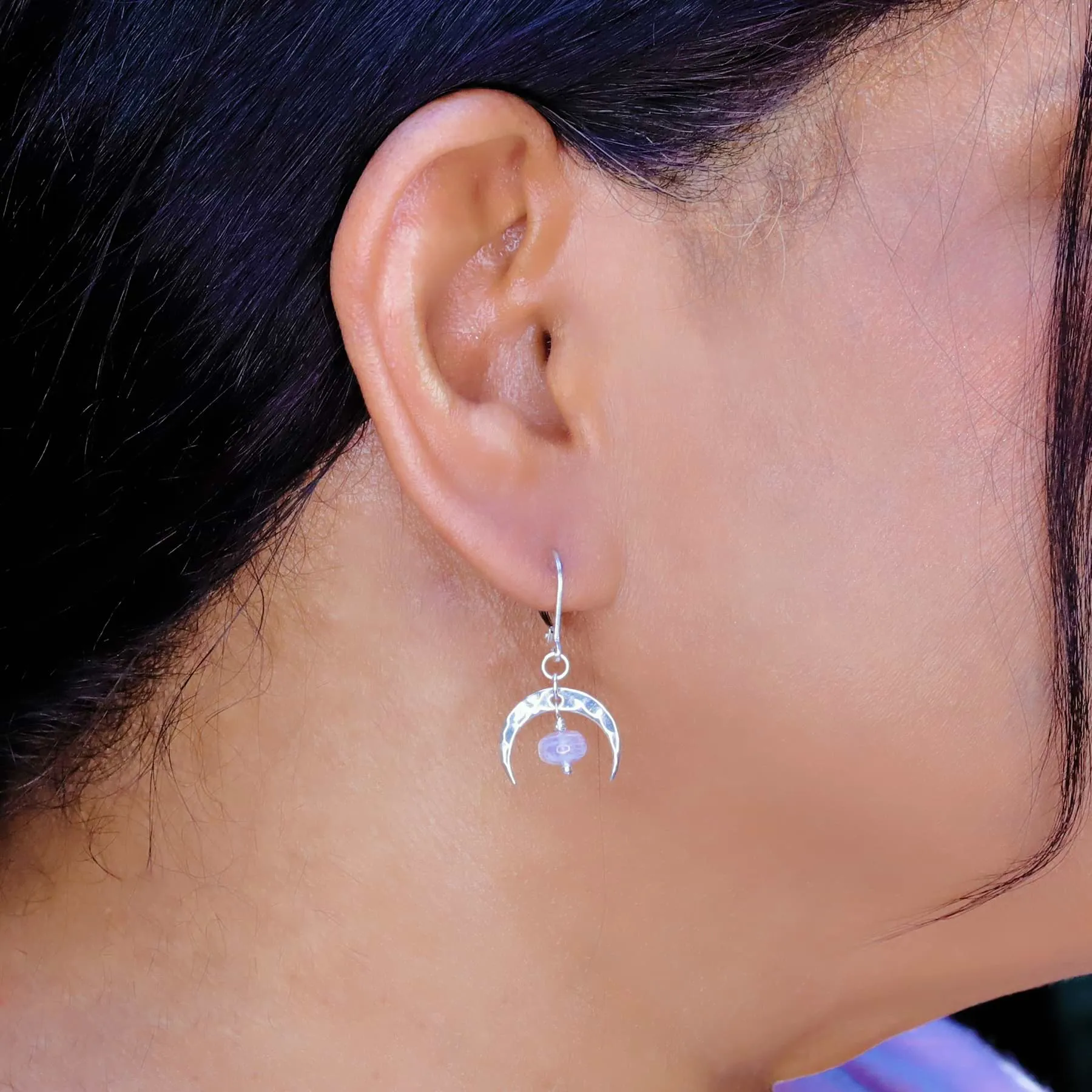 Moonrise - Moonstone Crescent Moon Earrings