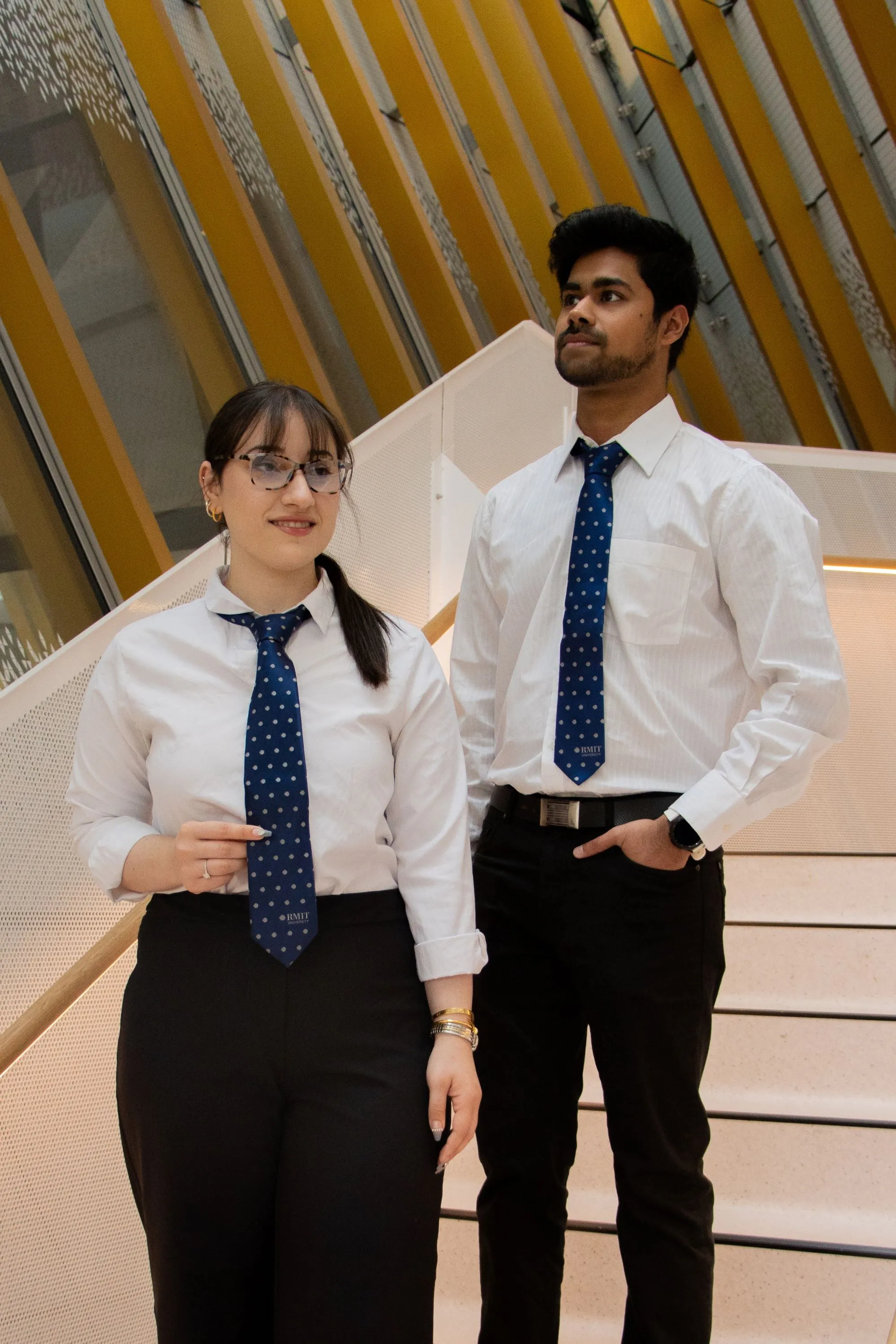 Navy Tie with Silver Pixels