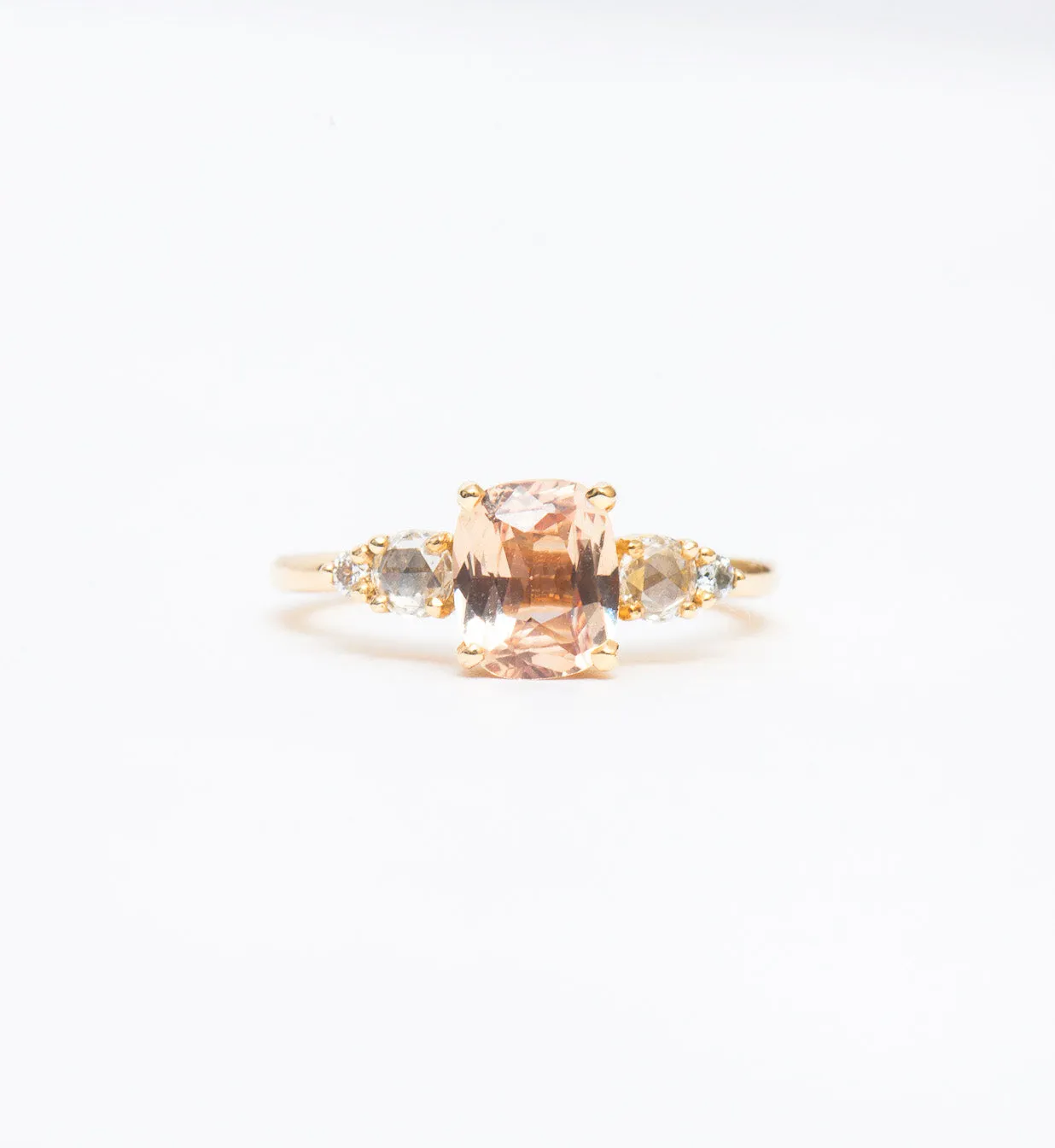 Peach Cushion Sapphire Isa Ring