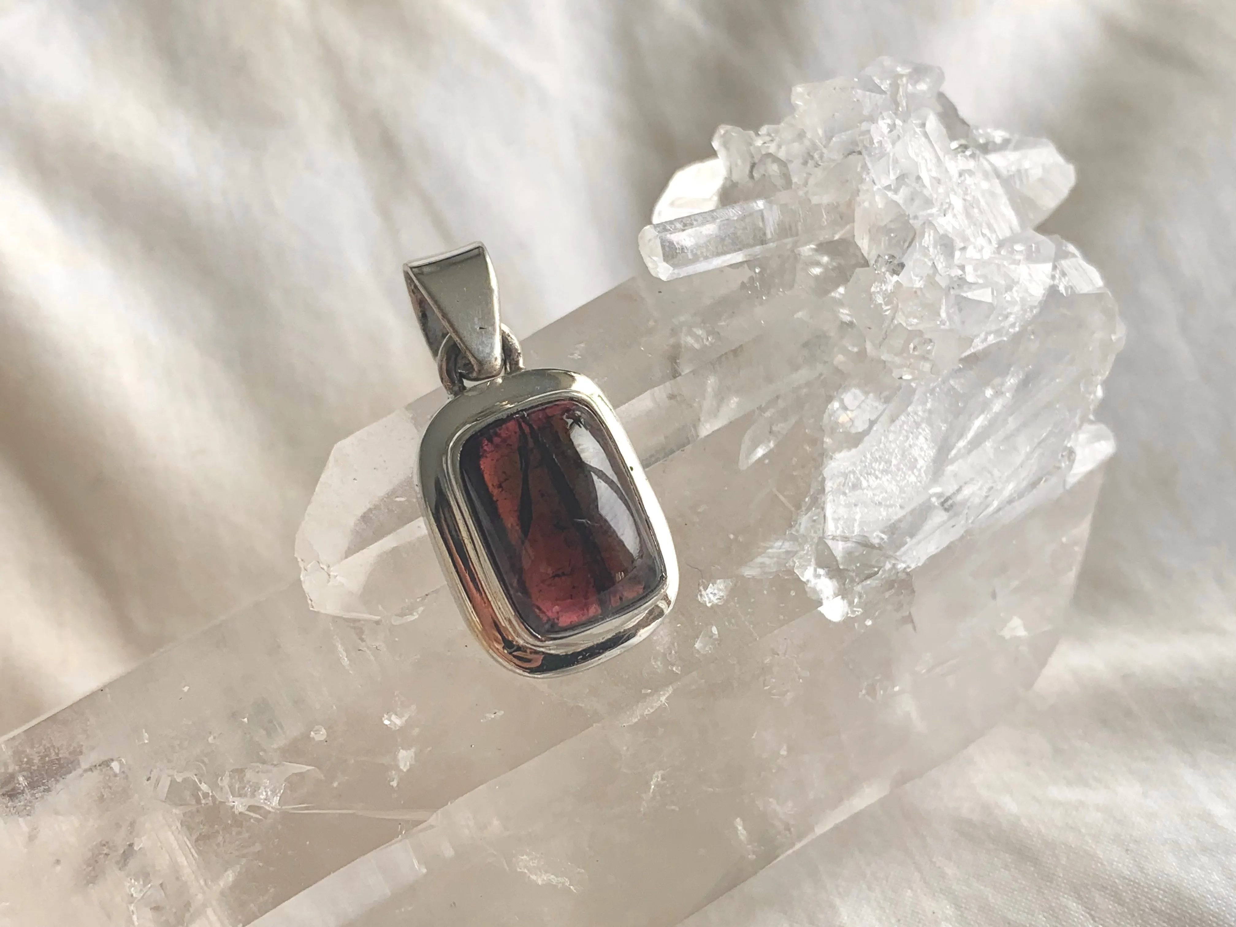 Pink Tourmaline Ansley Pendant - Small Square