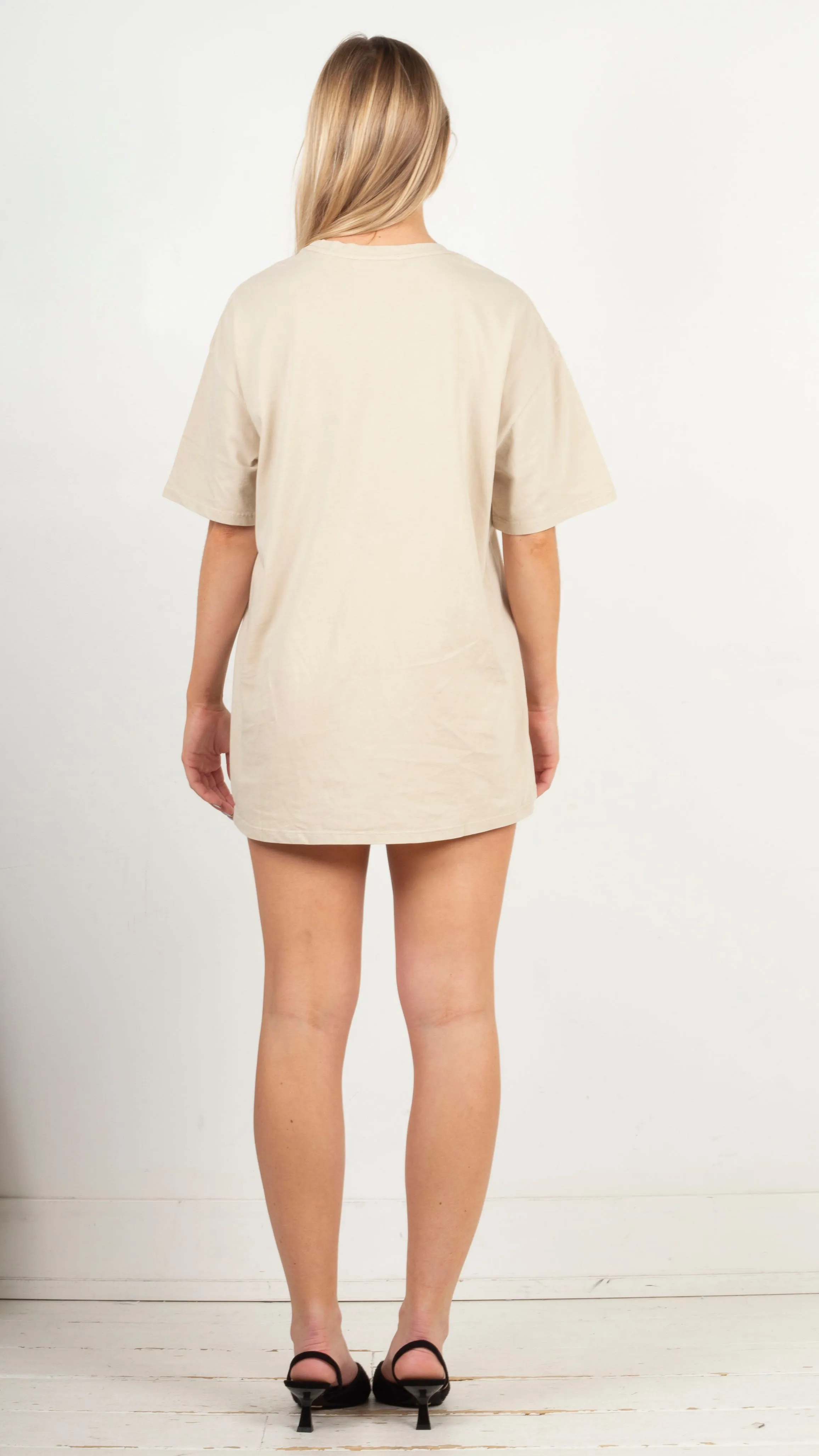 Round Neck Oversized Tee - Taupe