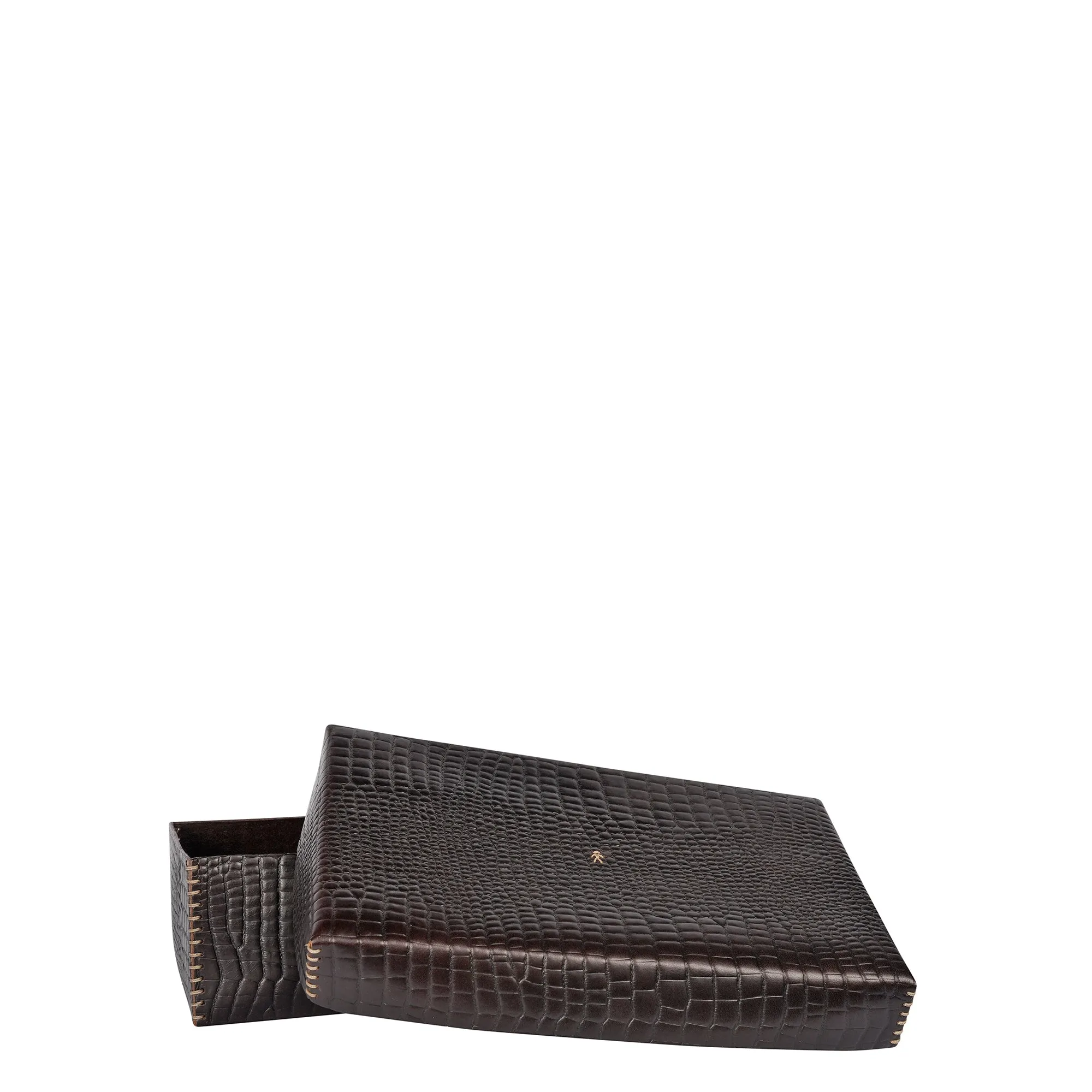 Scatola Liscia L Printed Crocodile Brown