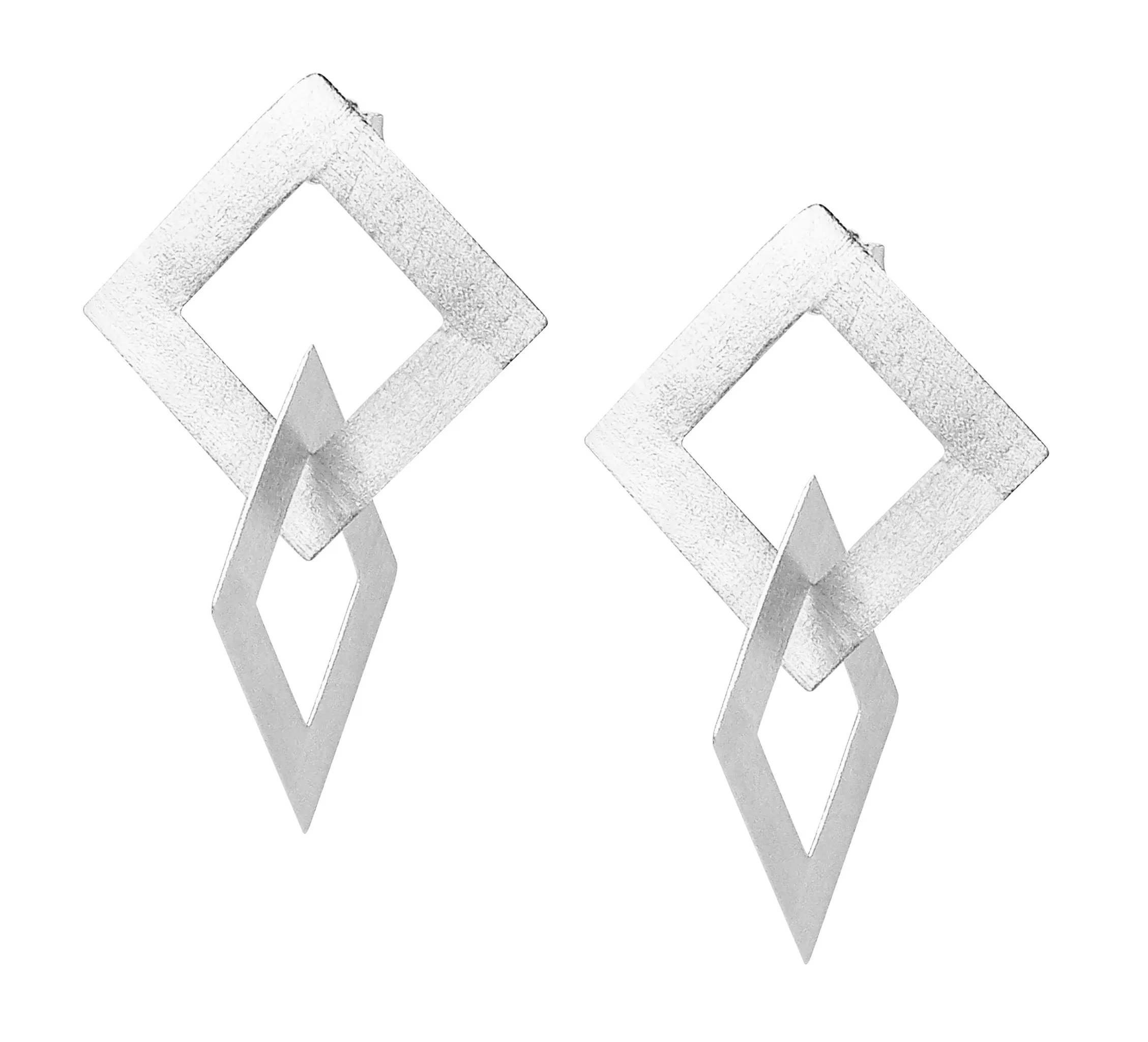 Sheila Fajl Boone Double Square Dangle Earrings in Silver Plated