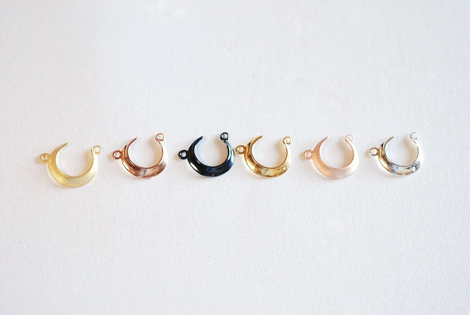 Shiny Vermeil Wholesale Gold Crescent Moon Connector Charm- 22k gold plated Sterling Silver, Gold Moon Charm Pendant, Moon Connector Link Spacer, 323