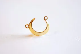 Shiny Vermeil Wholesale Gold Crescent Moon Connector Charm- 22k gold plated Sterling Silver, Gold Moon Charm Pendant, Moon Connector Link Spacer, 323