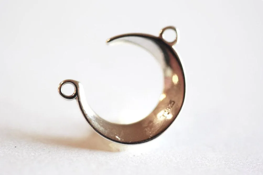 Shiny Vermeil Wholesale Gold Crescent Moon Connector Charm- 22k gold plated Sterling Silver, Gold Moon Charm Pendant, Moon Connector Link Spacer, 323