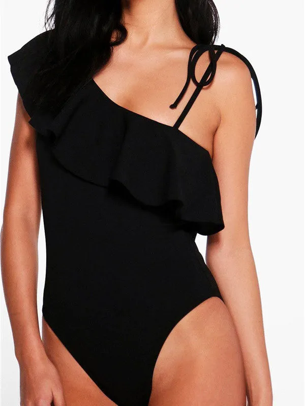 Single Shoulder Ruffle Swimsuit