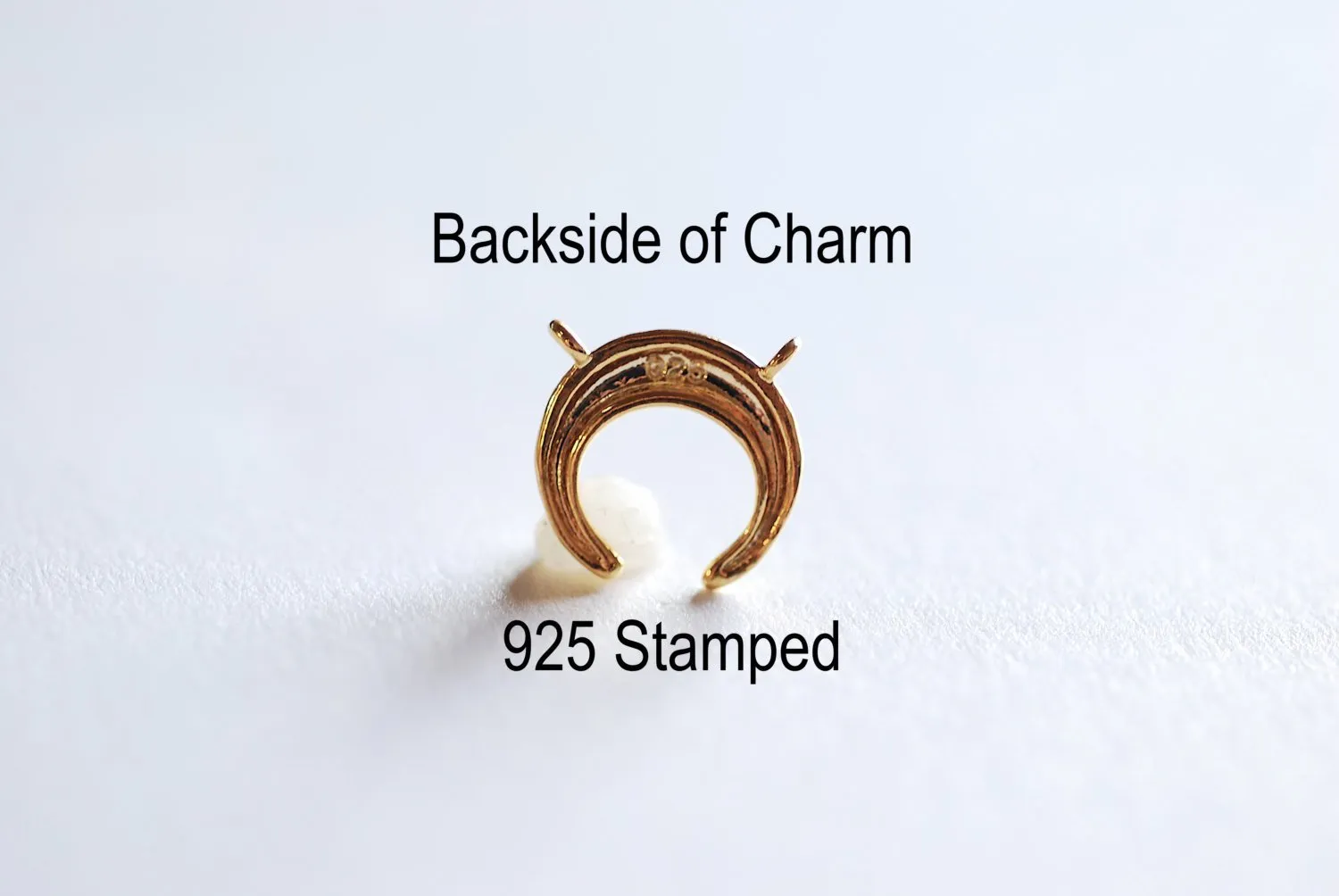 Small Matte Wholesale Pink Rose Gold Vermeil Crescent Moon Connector Charm- 22k gold plated Half Moon Charm, Double Bail Moon, Double Horn Charm, 303