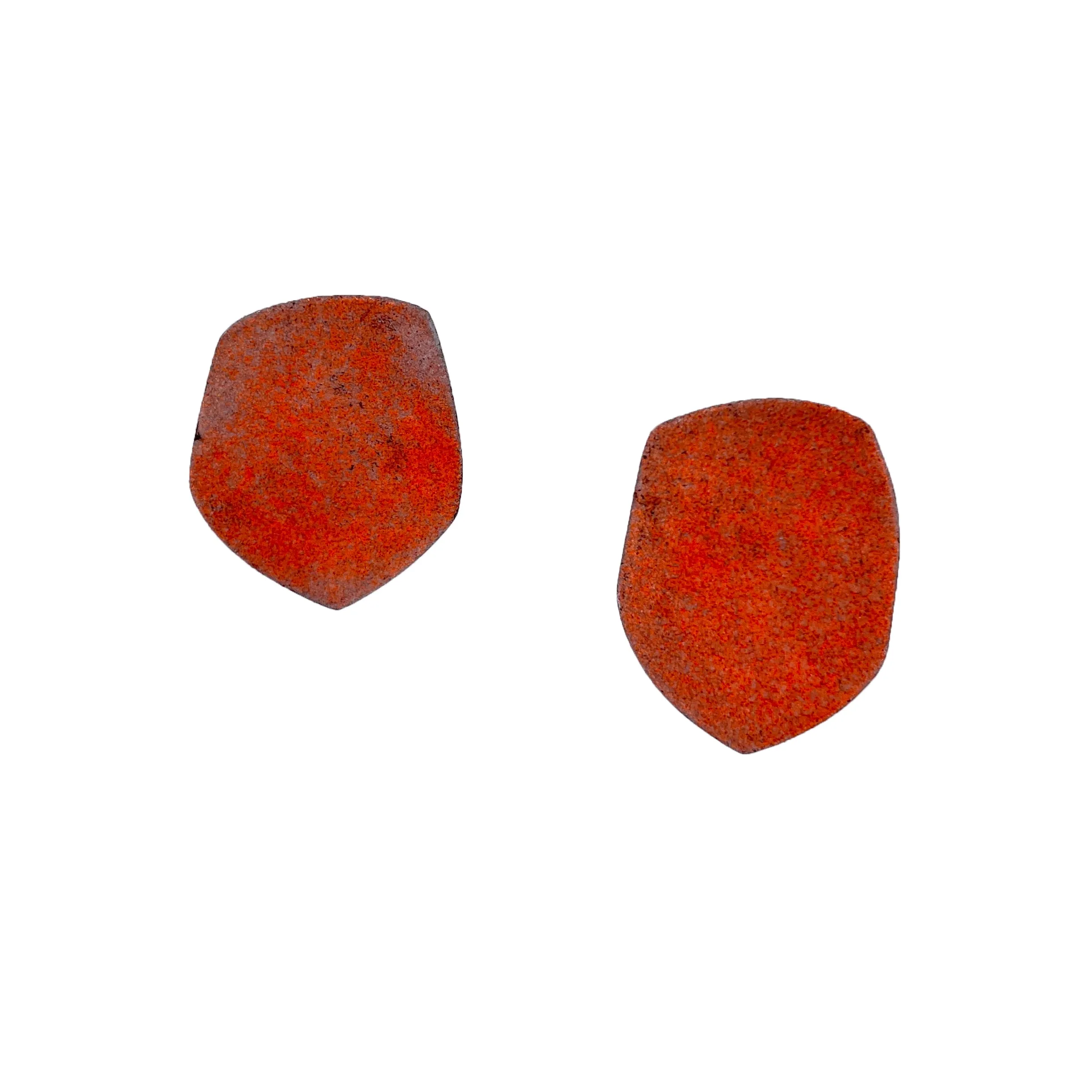 Small Round Orange Enamel Earrings